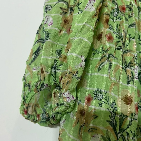 ZARA LIGHT GREEN Boho FLORAL DRESS Midi length
METALLIC DETAILS Size Medium - Picture 3 of 15